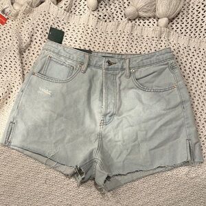 NEW WILD FEBLE SUPER HIGH RISE CUTOFF SHORT Light Blue Denim Women's 10